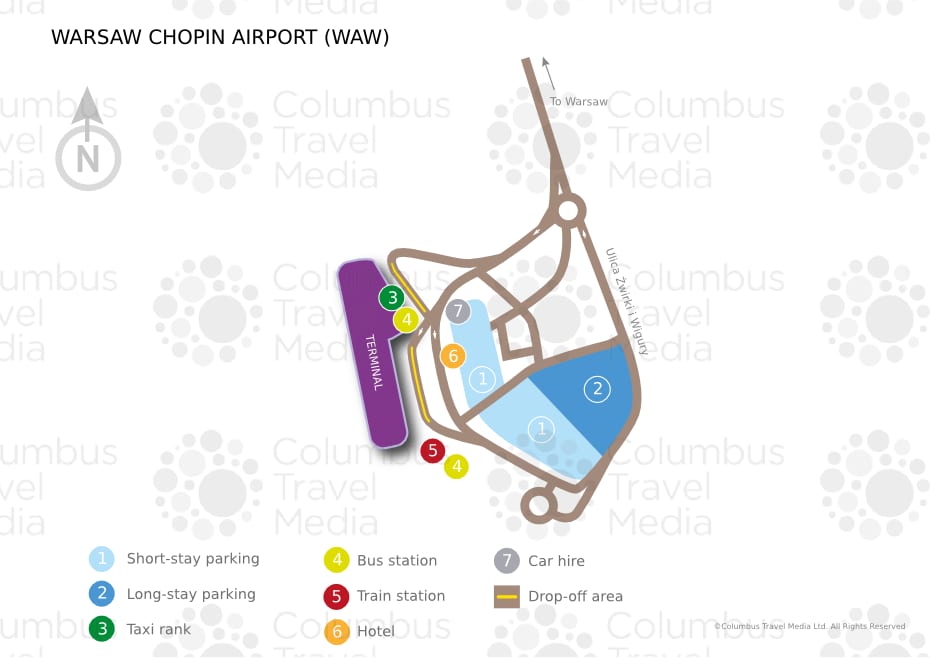 华沙肖邦机场及航站楼地图（WAW）